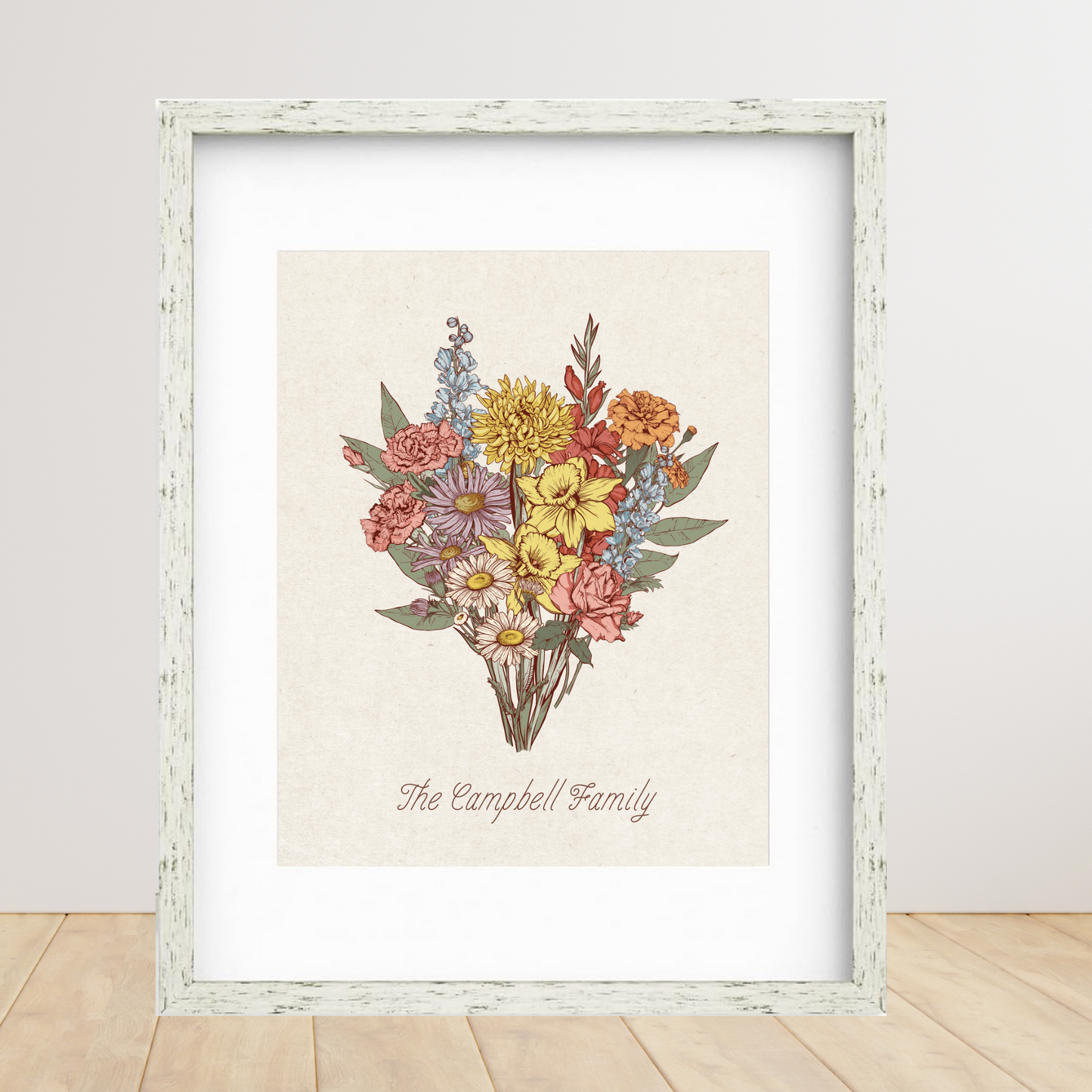 Family Bouquet - 11X14 Vintage Birth Flower Print