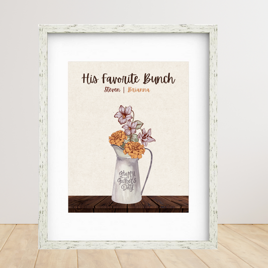 Father's Day - 11X14 Vintage Birth Flower Print