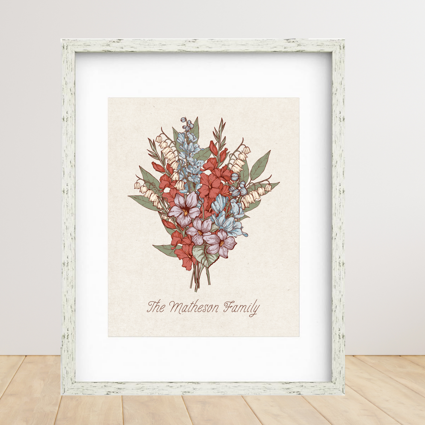 Family Bouquet - 11X14 Vintage Birth Flower Print