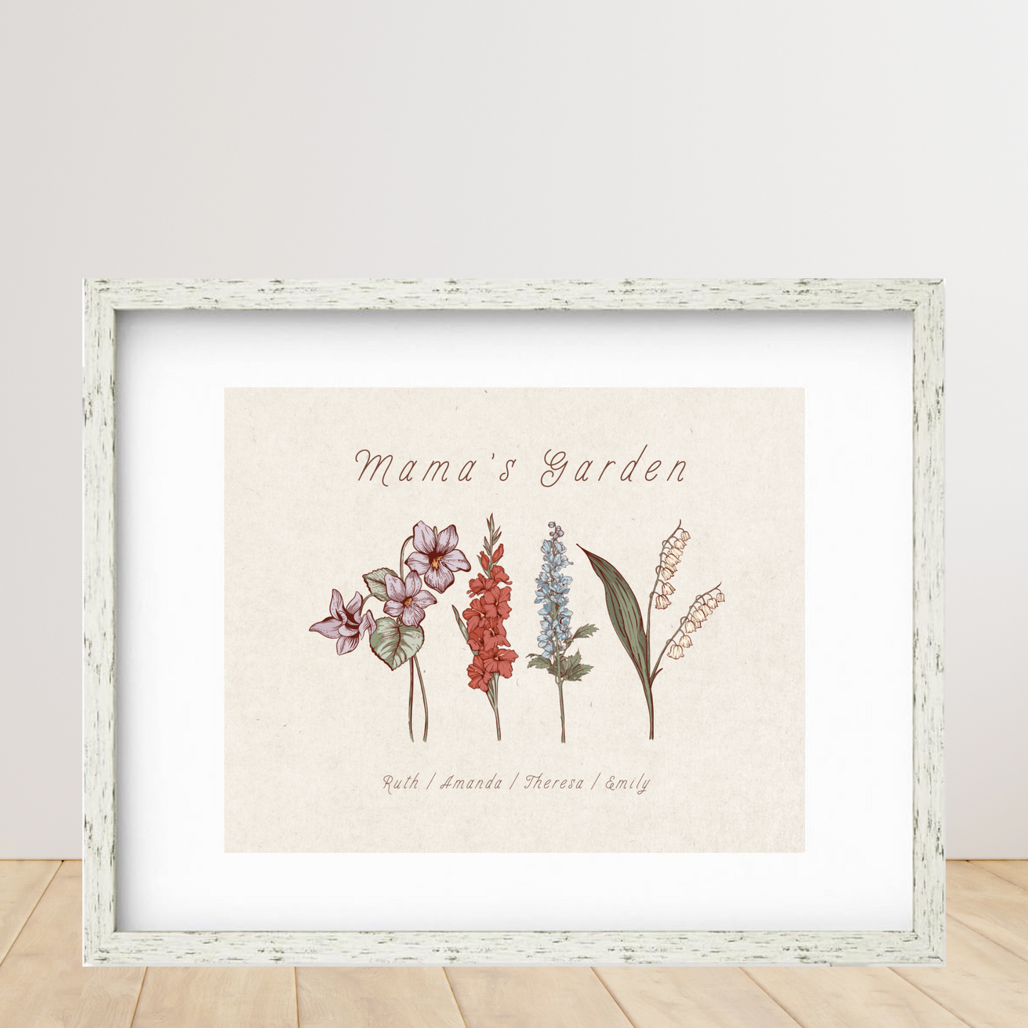 Grandma's Garden - 11X14 Vintage Grandchildren Birth Flower Print