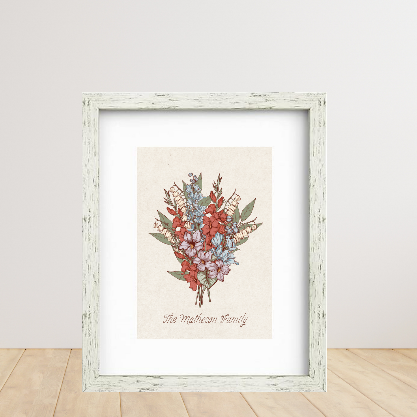 Family Bouquet - 8X10 Vintage Birth Flower Print